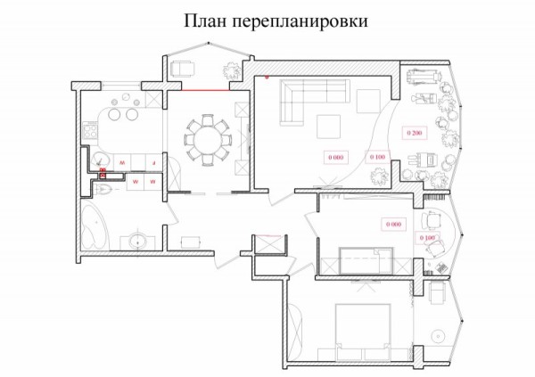 На фото проект перепланировки квартиры.