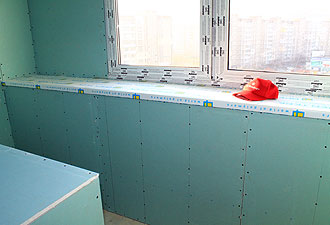 Обшивка балкона плитами ГКЛВ