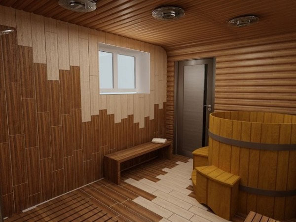 Отделка интерьера японской бани с применением экзотических пород древесины