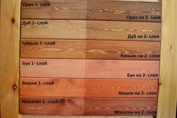 Разные породы древесины, обработанные восково-масляной пропиткой