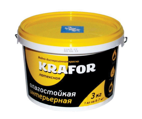 Влагостойкая латексная интерьерная краска Krafor